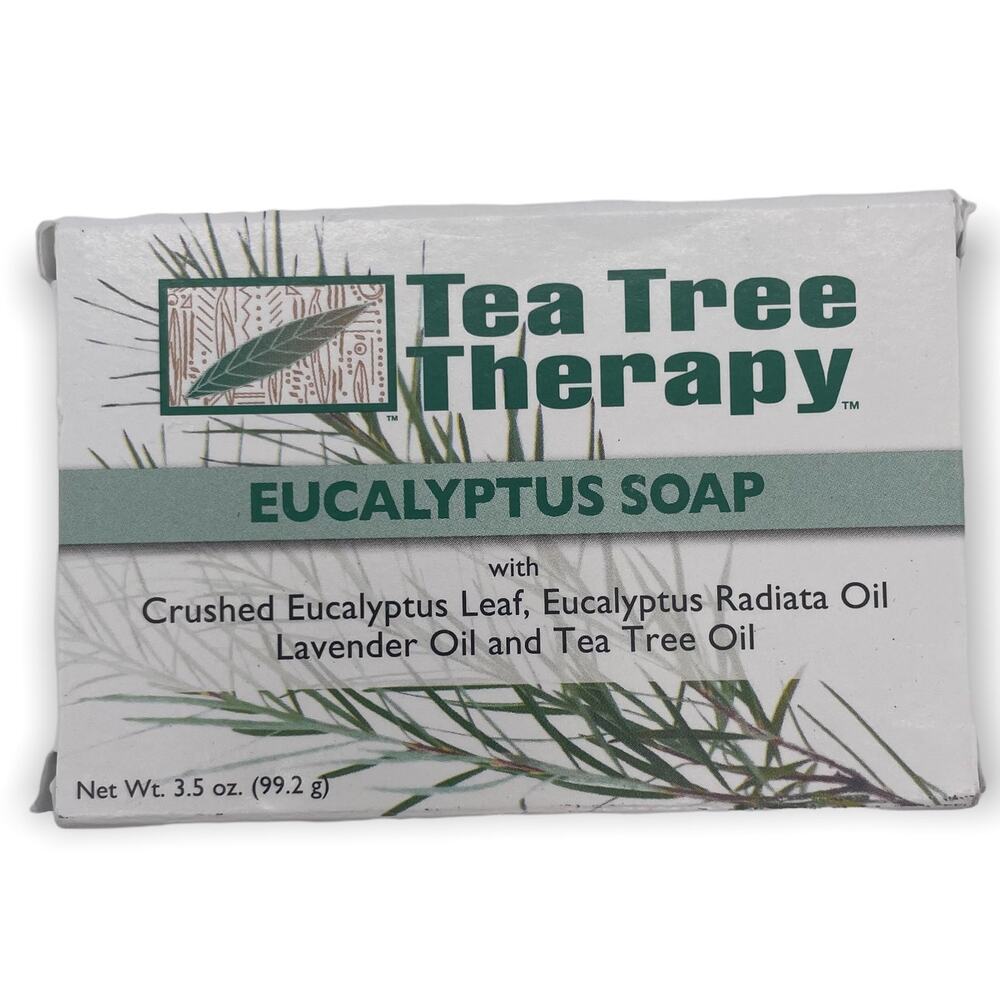 4-Pack Tea Tree Therapy Eucalyptus Soap 3.5 oz Vegetable Base Bar Exfoliating - Picture 2 of 4